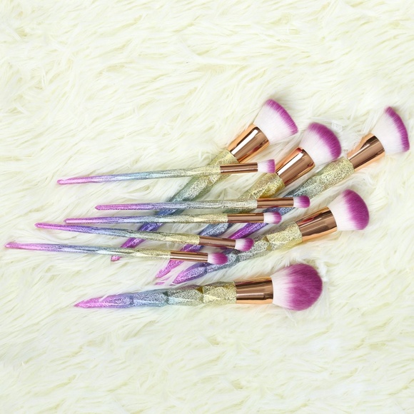  Ombre Glitter Makeup Brushes Set Goat/Horse Hair - Picture 5 of 8